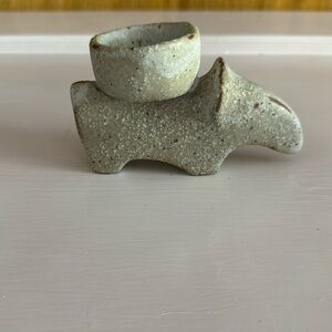 Adorable Stoneware Pottery Primitive Style Tea Light /Jewelry Holder